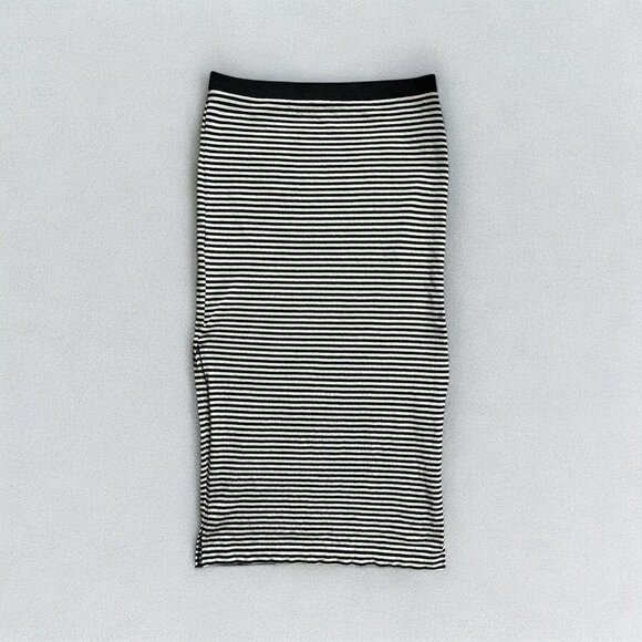 Gap Womens Maxi Skirt S Striped Black White 100% Cotton Side Slits Casual Work - Picture 2 of 7